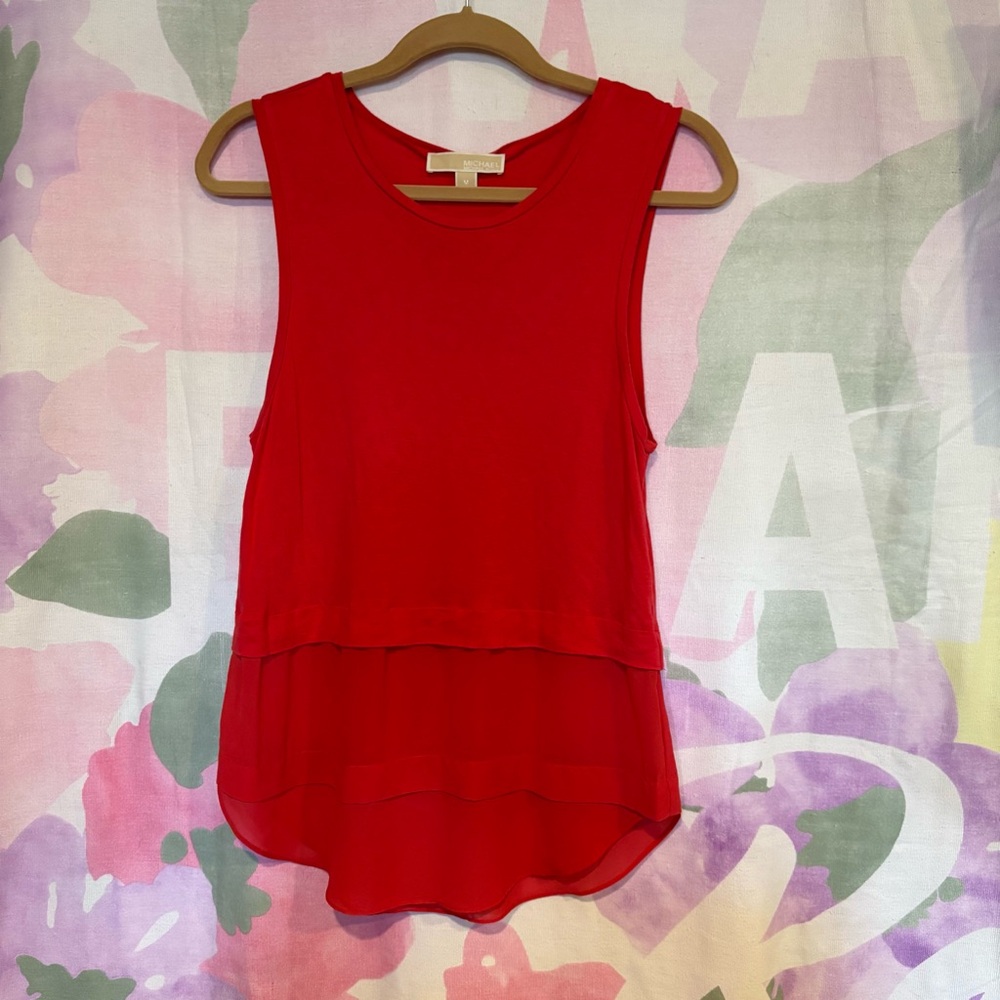 Michael Kors Red Sleeveless Tiered Layered Tank Top * Woman's Medium GUC Summer